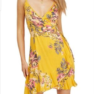 Golden bloom wrap dress